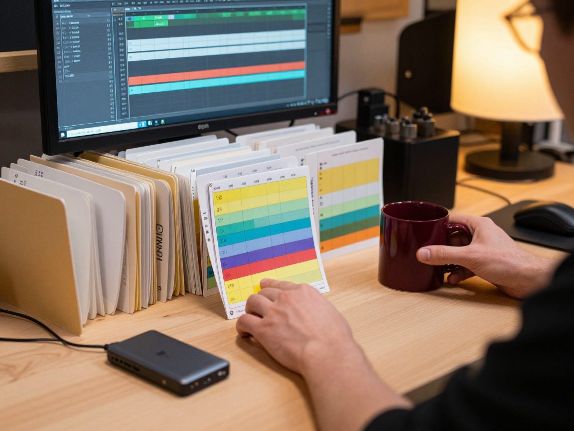 Engineer works with drive and timeline for stem mix.